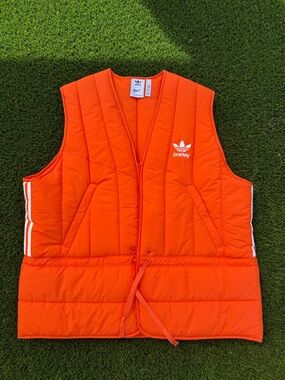 adidas Parley Quilted Vest in Bright Orange with White Logo